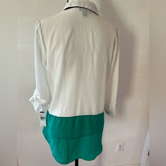 BCX - Light Weight Sheer - Partial Button-Down Blouse - Size Med Top. $40NWT - Picture 4 of 13